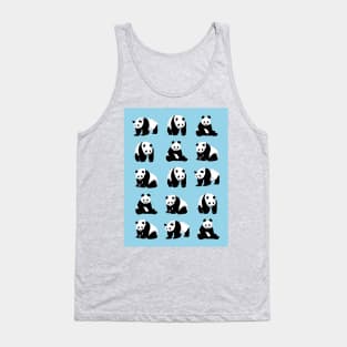 Panda Bear Pattern on Light Blue Tank Top